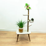 Original 1950s Five TIER PLANT STAND vanilla-beige white pattern Formica surface