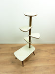 Original 1950s Five TIER PLANT STAND vanilla-beige white pattern Formica surface