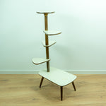 Original 1950s Five TIER PLANT STAND vanilla-beige white pattern Formica surface
