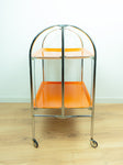 Iconic Orange 1970s FOLDABLE SERVING TROLLEY Bar Cart | Midcentury Folding Trolley