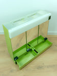 Large 1970s green ILLUMINATED MIDCENTURY Medicine CABINET by Allibert, 3 mirrored doors