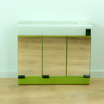 Large 1970s green ILLUMINATED MIDCENTURY Medicine CABINET by Allibert, 3 mirrored doors