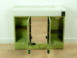 Large 1970s green ILLUMINATED MIDCENTURY Medicine CABINET by Allibert, 3 mirrored doors
