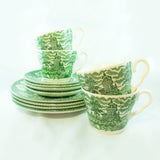 RARE Pattern! Midcentury Tableware EIT Ltd. RENAISSANCE Green Tea Sets