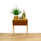 1960s wooden BICOLOR SEWING BOX Nightstand Side Table