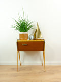 1960s wooden BICOLOR SEWING BOX Nightstand Side Table