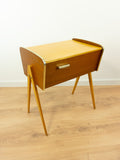 1960s wooden BICOLOR SEWING BOX Nightstand Side Table