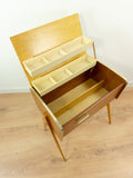 1960s wooden BICOLOR SEWING BOX Nightstand Side Table