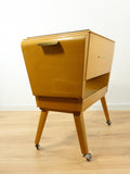 Extraordinary 60s wooden MIDCENTURY SEWING CART, Cantilever Side Drawers