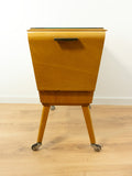 Extraordinary 60s wooden MIDCENTURY SEWING CART, Cantilever Side Drawers