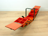 Red Black 1940s Wooden Cantilever Sewing Box Vintage Storage