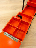 Red Black 1940s Wooden Cantilever Sewing Box Vintage Storage
