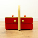 Small 1960s Wooden Cantilever Sewing or Jewelry Box 1 of 2