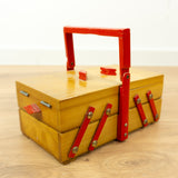 Small 1960s Wooden Cantilever Sewing or Jewelry Box 1 of 2