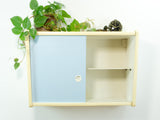 Large 1960s midcentury KITCHEN WALL CABINET blue sliding doors