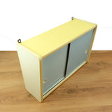 Large 1960s midcentury KITCHEN WALL CABINET blue sliding doors