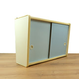 Large 1960s midcentury KITCHEN WALL CABINET blue sliding doors