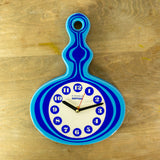 Extraordinary Kienzle Boutique Wall Clock Ceramic Blue White 70s Rare Vintage