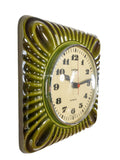 70s Moss Green midcentury ceramic WALL CLOCK by Pallas Heges Westgermany