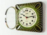 70s Moss Green midcentury ceramic WALL CLOCK by Pallas Heges Westgermany