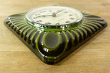 70s Moss Green midcentury ceramic WALL CLOCK by Pallas Heges Westgermany
