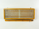 1950s wooden KITCHEN WALL CABINET with crackled glass sliding doors