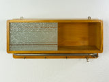 1950s wooden KITCHEN WALL CABINET with crackled glass sliding doors