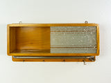 1950s wooden KITCHEN WALL CABINET with crackled glass sliding doors