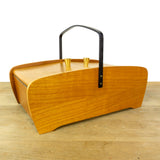 1960s Minimalist Wooden Sewing Box – Mid Century Jewelry Storage