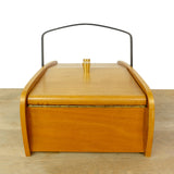 1960s Minimalist Wooden Sewing Box – Mid Century Jewelry Storage