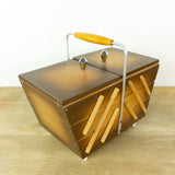 1960s Wooden Cantilever Sewing Box – Mid Century Jewelry Storage Box