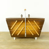 1960s Wooden Cantilever Sewing Box – Mid Century Jewelry Storage Box