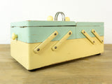 1950s Pastel Blue Ivory Midcentury Cantilever Sewing or Jewelry Box