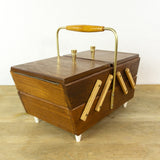 Trapezoid 60s Cantilever Sewing Box – Wooden Mid Century Jewelry Storage