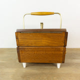 Trapezoid 60s Cantilever Sewing Box – Wooden Mid Century Jewelry Storage