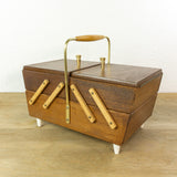 Trapezoid 60s Cantilever Sewing Box – Wooden Mid Century Jewelry Storage