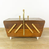 Trapezoid 60s Cantilever Sewing Box – Wooden Mid Century Jewelry Storage
