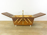 Trapezoid 60s Cantilever Sewing Box – Wooden Mid Century Jewelry Storage