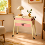 1960s wooden MIDCENTURY SEWING CART Nightstand cantilever style