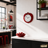 1970s Red Ceramic Apple Clock by Kienzle – Vintage German Wall Clock
