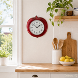 1970s Red Ceramic Apple Clock by Kienzle – Vintage German Wall Clock