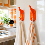 Original 1970s Orange Midcentury Plastic Hooks for Wall Mounting - 1 of 18