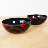 Pair of Rare Cathrineholm Saturn Enamel Bowls 14cm – Black Red 1958