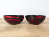 Pair of Rare Cathrineholm Saturn Enamel Bowls 14cm – Black Red 1958