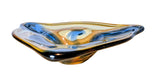 1960s Vintage Moser Art Glass Bowl, Amber & Blue, Attributed to Karel Zemek