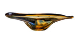 1960s Vintage Moser Art Glass Bowl, Amber & Blue, Attributed to Karel Zemek