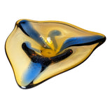 1960s Vintage Moser Art Glass Bowl, Amber & Blue, Attributed to Karel Zemek