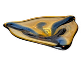 1960s Vintage Moser Art Glass Bowl, Amber & Blue, Attributed to Karel Zemek