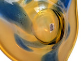 1960s Vintage Moser Art Glass Bowl, Amber & Blue, Attributed to Karel Zemek