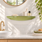 Étagère de salle de bains flottante en céramique vert mousse, années 70 - Intérieur mid-century